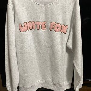 White Fox Boutique Gray Sweatshirt with Pink Logo